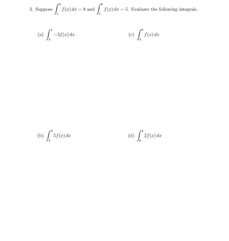 Solved Worksheet Review Of Definite Integrals Keywords Chegg