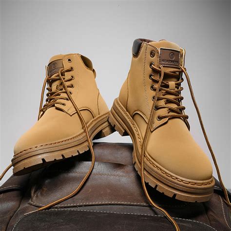 Korean Martin Boots for Men Thick Sole High-top Shoes Fashion Casual Waterproof Leather Ankle ...