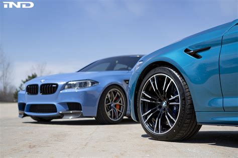 Photoshoot Yas Marina Blue BMW F10 M5 Vs Snapper Rocks Blue BMW F90 M5