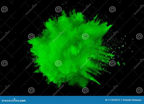 Abstract Green Dust Explosion On Black Background Stock Image Image