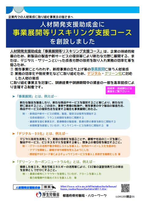 人材開発支援助成金に事業展開等リスキリング支援コースを創設しました 労務ドットコム