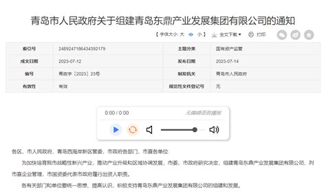 青岛市人民政府组建青岛东鼎产业发展集团有限公司凤凰网青岛凤凰网
