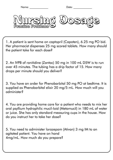 Printable Dosage Calculations Practice Problems