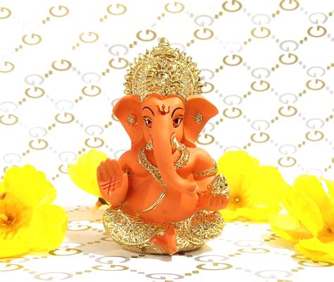 Buy Lord Ganesha Ganesh Ganpati Gold Plated Terracotta Puja Idol