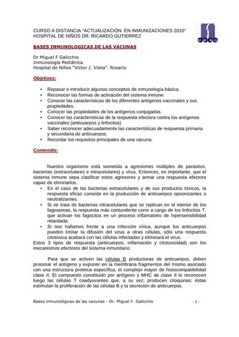 PDF Bases Inmunol Gicas De Las Vacunas Becados Pediatria BASES