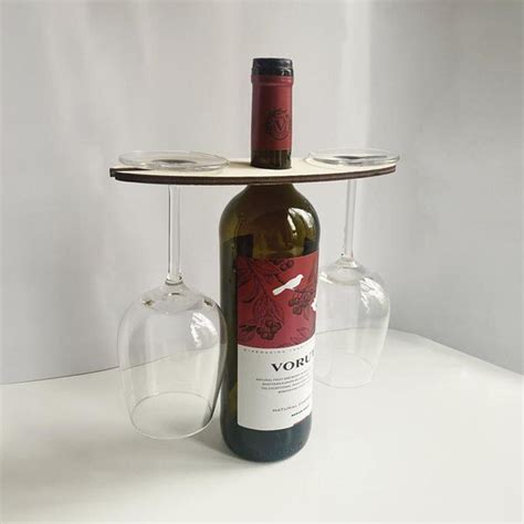 Wooden Wine Bottle And Glass Holder Wood Wine Rack Holiday Wine Holder Wine Storage Glasses Hook