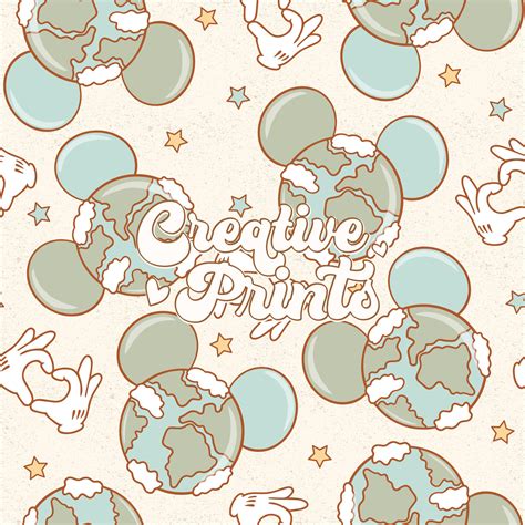 Earth Day Seamless Pattern Mouse Earth Ears Seamless File For Fabrics