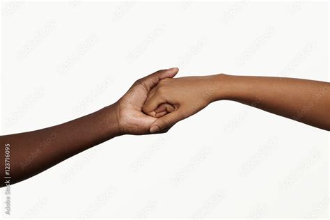 Two African People Holding Their Hands Tight Together Friendship Love Trust And Support