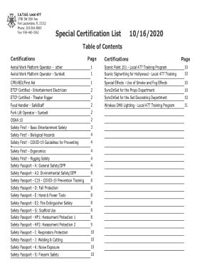 Fillable Online Certifications List Fax Email Print Pdffiller