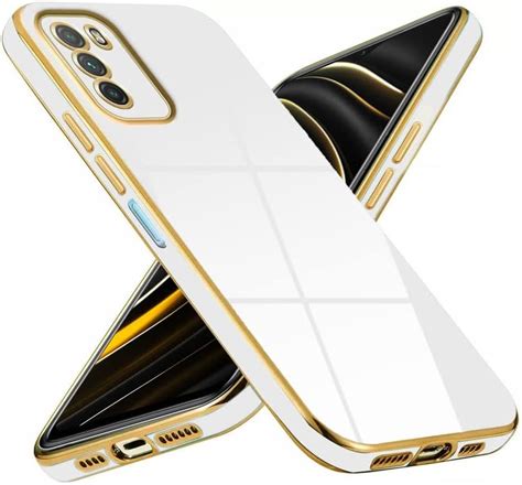 Mr Case 6D Chrome Back Cover Case For Poco M3 Gold Plated Frame