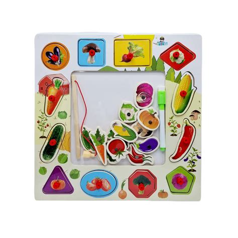 Puzzle Lemn Cu Buton Legume DecoToys Ro