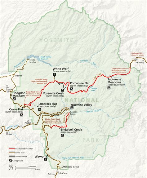 Printable Yosemite National Park Map