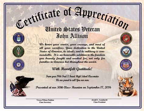 Free Printable Military Certificate Of Appreciation Template Free