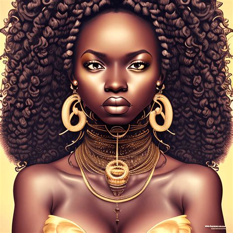 Melanin Dark Skinned Woman Big Curls Hyperrealistic · Creative Fabrica