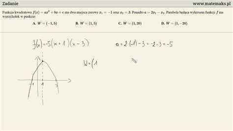 Zadanie wierzchołek paraboli YouTube
