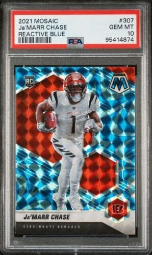 2021 MOSAIC JAMARR CHASE REACTIVE BLUE PRIZM Rookie BENGALS 307 RC PSA