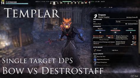 Eso Templar Single Target Dps Rotation Bow Stamina Build Vs