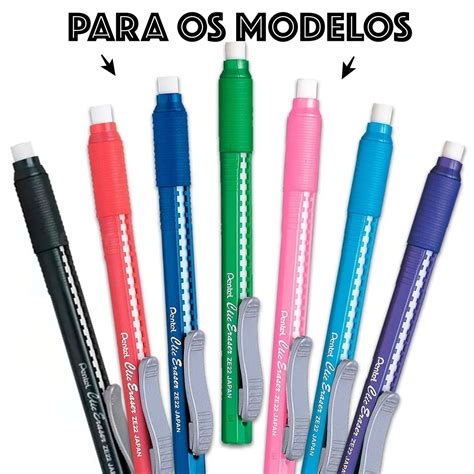 Refil Borracha Pentel P Caneta Clic Eraser 02 Unidades Papelaria