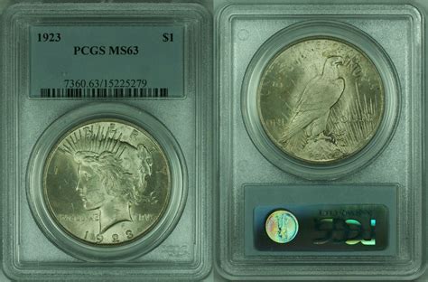 Usa 1 Coin 1923 Peace Silver Dollar Pcgs Ms 63 34 K Pcgs Ms63 Ma Shops