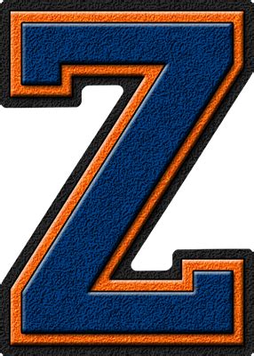 Presentation Alphabets Royal Blue Orange Varsity Letter Z