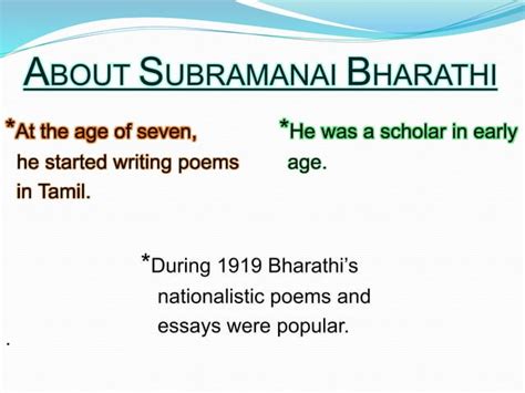 Ppt On Subramania Bharathi PPT