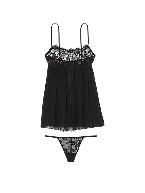 Buy Victoria S Secret Dream Lace Pleated Babydoll Set Black Order