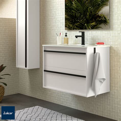 Mueble de baño con lavabo 700 2 cajones blanco mate Attila Salgar