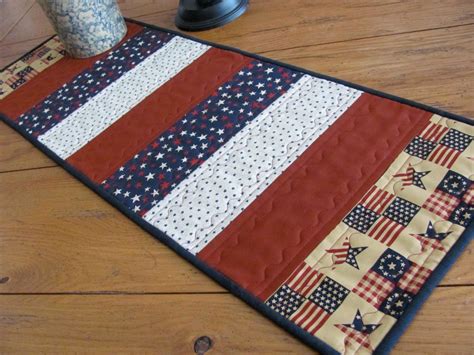 Quilted Table Runner 4th Of July Red White And Blue Tone Colors