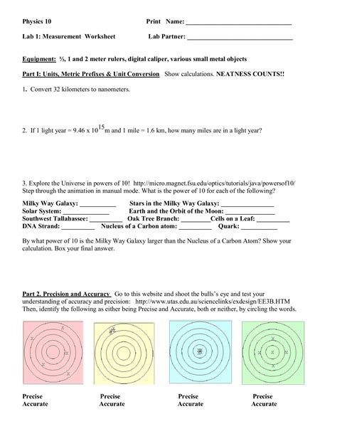 Accuracy And Precision Worksheet