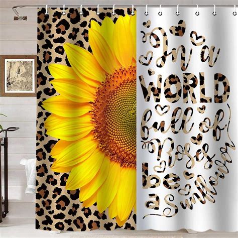 Sunflower Shower Curtain Brown Leopard Print Shower Curtain