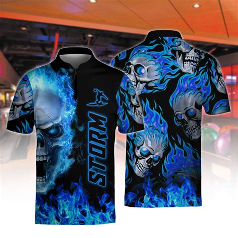 Dark Blue Seamless Skull Ripped Bowling Jersey Dope Merch