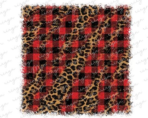 Christmas Buffalo Plaid Leopard Sublimation Png Distressed Etsy