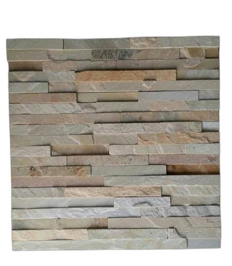 Matt Beige Base Square Sandstone Wall Cladding Tile Thickness