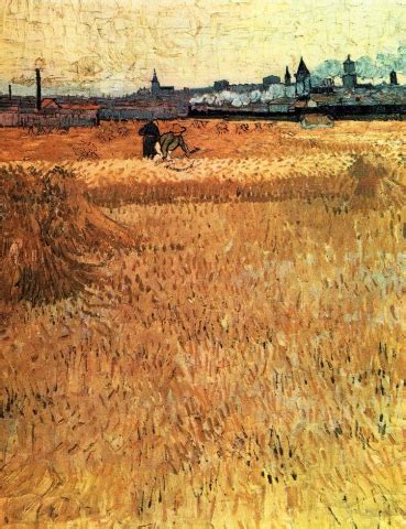 Campos de trigo con vistas a Arles por Vincent Van Gogh reproducción de