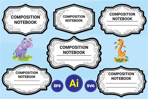 Composition Notebook Label Graphic by 2masudrana4 · Creative Fabrica