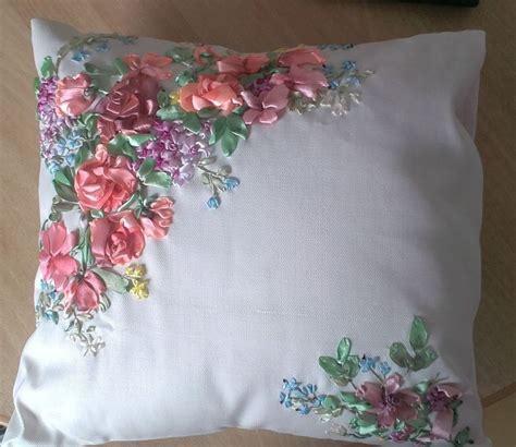 Ribbon Embroidery Pillow Case Ribbon Embroidery Ribbon Embroidery Kit Silk Ribbon Embroidery