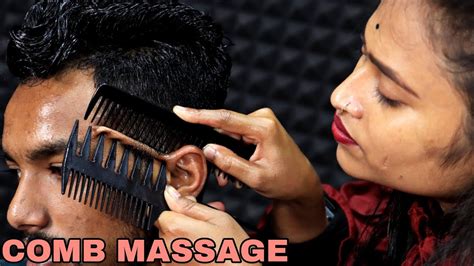 Heavy Oil Head Massage With Comb Head Massage And Head Scratching With 3d Sound Neck Cracking