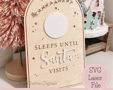 Retro Santa Countdown Days Until Christmas Sign Christmas Countdown