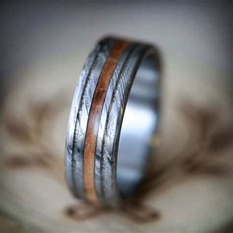 Austin Matching Set Of Etched Damascus Steel Wedding Bands With