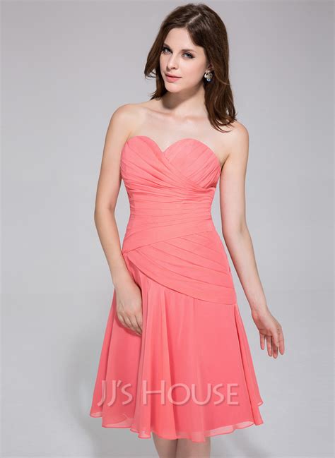 A Lineprincess Sweetheart Knee Length Chiffon Bridesmaid Dress With