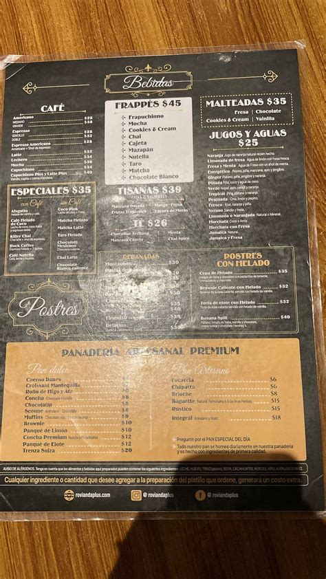 Carta del restaurante Rovianda Plus Plaza Real Córdoba