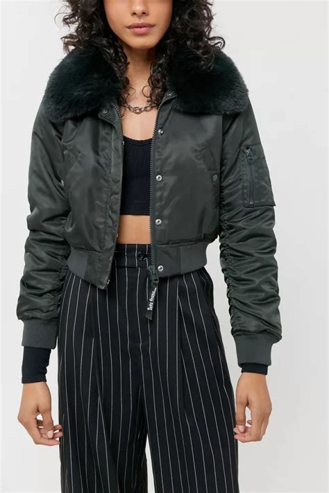 Uo Nova Faux Fur Trim Bomber Jacket Urban Outfitters Canada