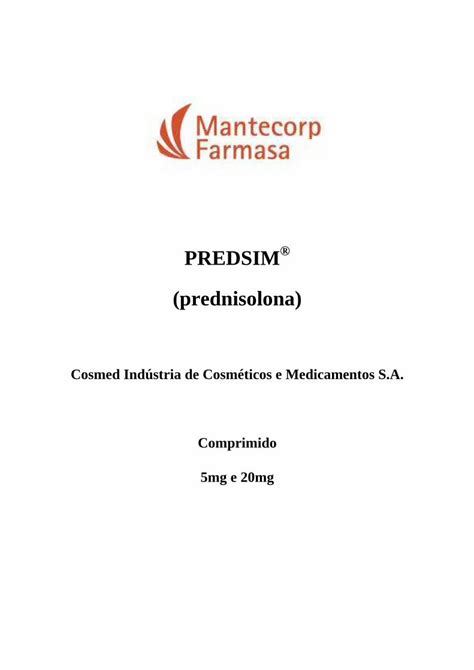 Pdf Predsim Prednisolona Predsim Comprimido