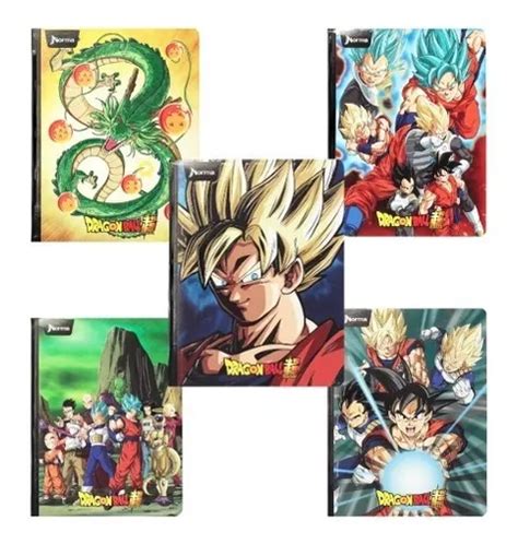 Cuaderno Cosido Cuadriculado Dragon Ball Goku X5 Unidades Cuotas Sin