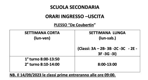 Orari Di Funzionamento Delle Scuole DellIC Rende Commenda Ed