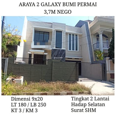 Jual Rumah Second Araya Galaxy Bumi Permai Harga Nego Shm Hadap