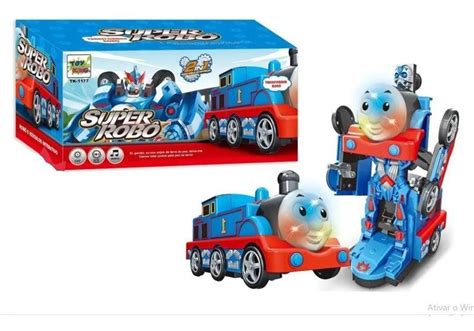 Brinquedo Trem Thomas Transforme Vira Rob Infantil Luz Som Bate Volta