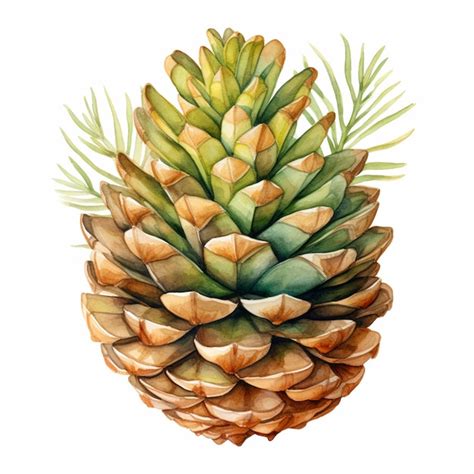 Premium Ai Image There Is A Watercolor Painting Of A Pine Cone With