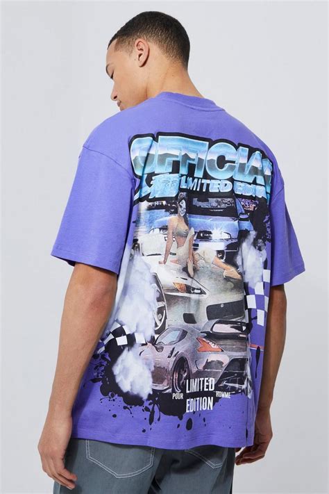 Men S Tall Oversized Ex Neck Moto Graphic T Shirt Boohoo Uk