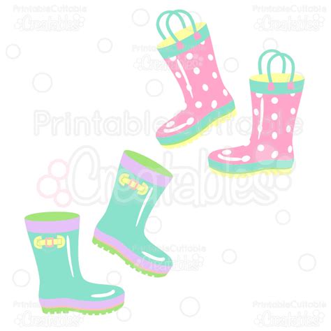 Rainy Day Rain Boots Clipart & SVG Cut Files